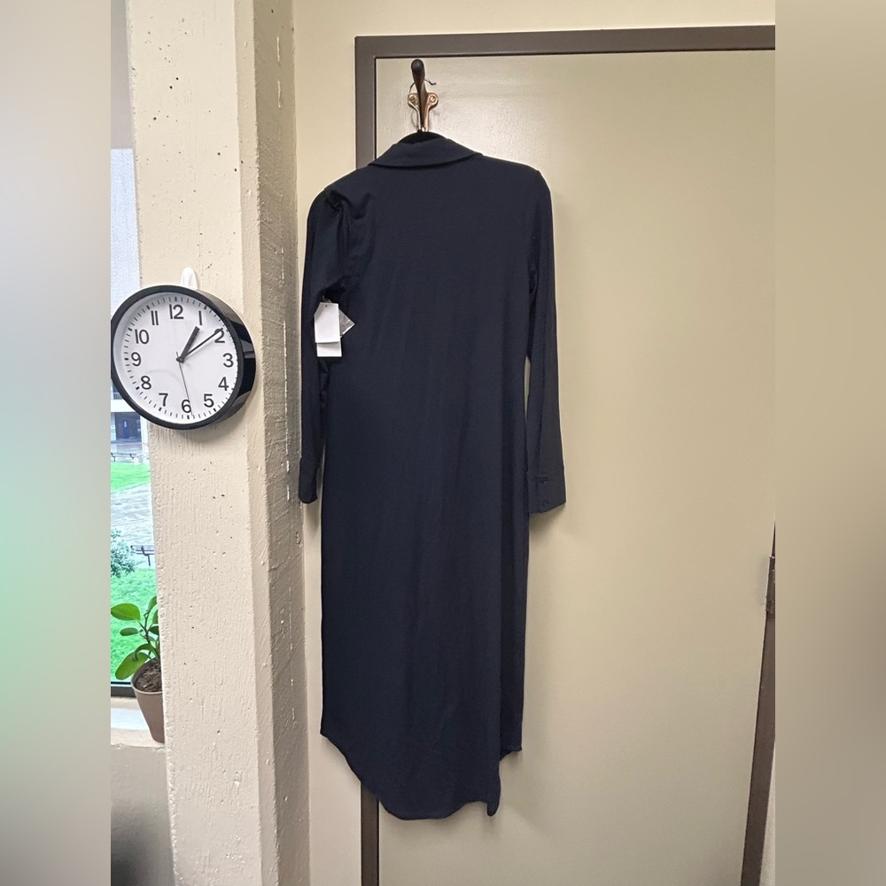 Blue long-sleeve shirt dress